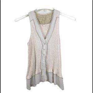 Anthropologie Tiny button front sleeveless tunic